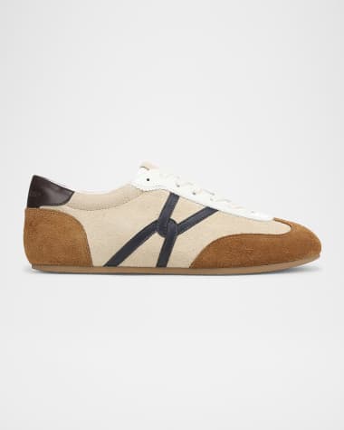 Veronica Beard Riviera Mixed Leather Slim Trainer Sneakers