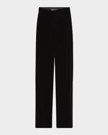 Giorgio Armani Pleated High-Rise Velvet Trousers