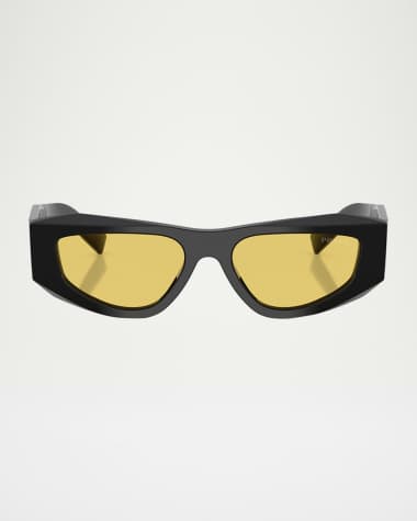 Prada Men's 0PR B19SF Acetate Rectangle Sunglasses