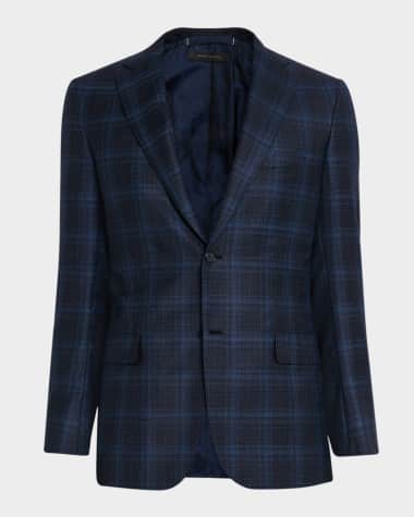Brioni Men's Plaid Single-Breasted Blazer Jacket
