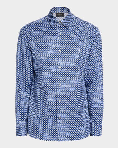 Brioni Men's Geo Print Button Down Shirt