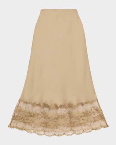 By Malene Birger Blake Satin Lace Slip Skirt