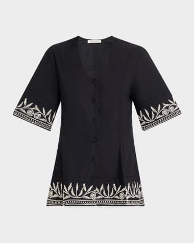 By Malene Birger Merlina Embroidered Organic Cotton Top