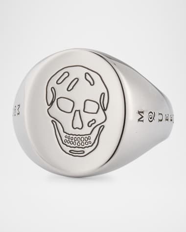 McQueen Men's Skull Logo Signet Ring