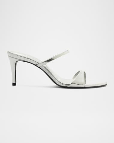 Schutz Jessica Leather Mid-Heel Mule Sandals