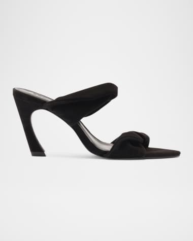Schutz Meline Suede Twisted Dual-Band Mule Sandals