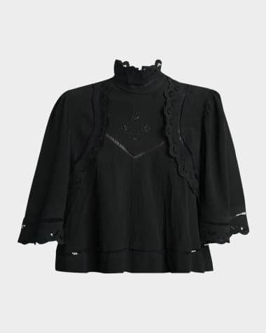 Isabel Marant Frany Embroidered Crop Blouse