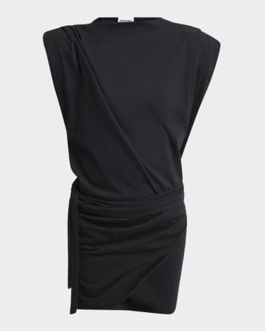 Isabel Marant Marielle Strong-Shoulder Wrap Mini Dress