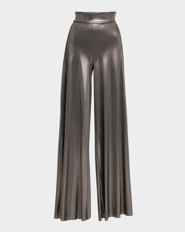 Chiara Boni La Petite Robe Wide-Leg Metallic Pants