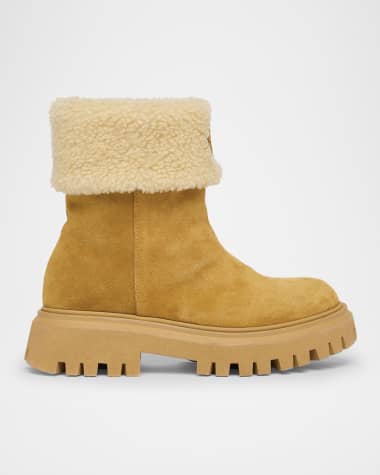 Moncler Girl's Petit Aurea Suede Shearling Mid-Ankle Boots, Toddler/Kids