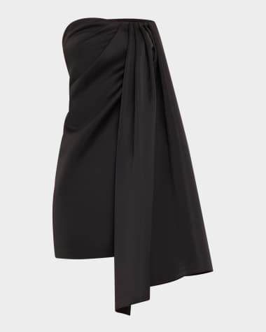 Halston Isla Draped Heavy Satin Mini Dress