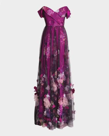 Dress the Population Black Label Aurea Off-Shoulder Floral Applique Gown