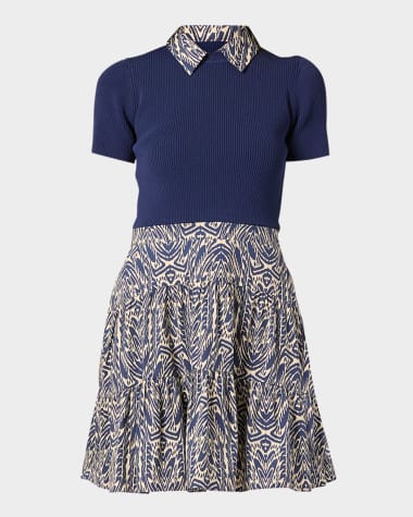 Shoshanna Lena Tiered Mixed Media Mini Dress