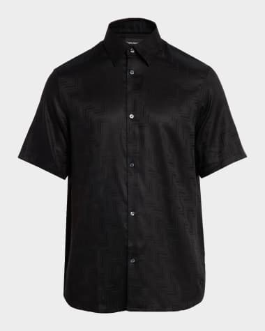 black western dress for wedding Hisdern Casual Short Sleeve Black Cuban Collar Shirts for Men Summer M main image 1