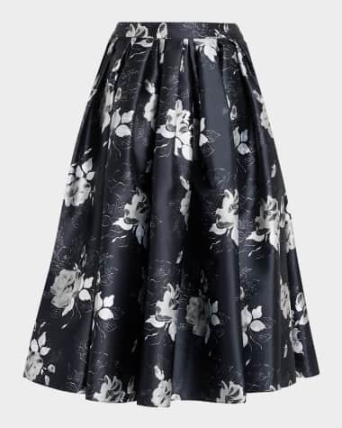 Prabal Gurung Floral Pleated Midi Skirt