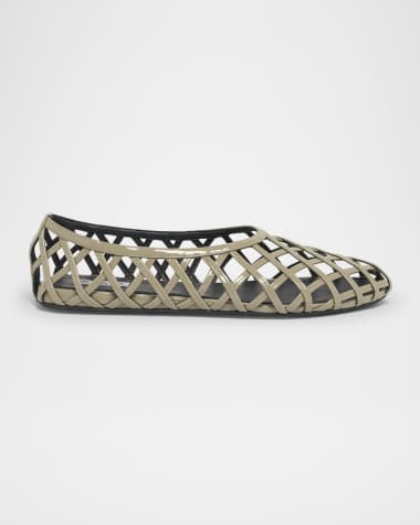 ALAIA Cage Patent Leather Ballerina Flats