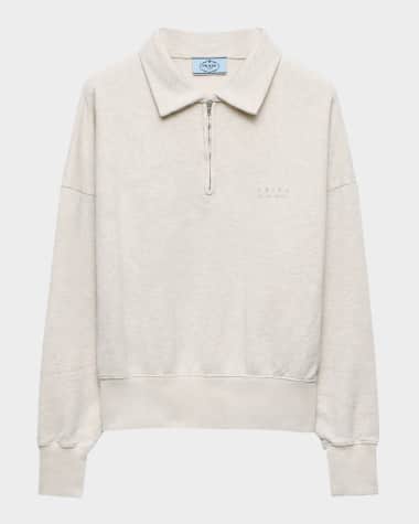 Prada Long-Sleeve Fleece Polo Shirt