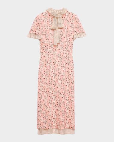 Prada Floral-Print Georgette Dress