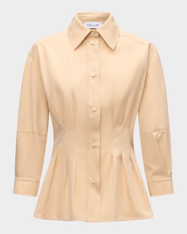 CALLAS Milano Rhessa Pleated Cotton Shirt