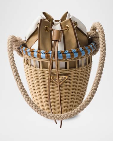 Prada Wicker Mini Bucket Bag