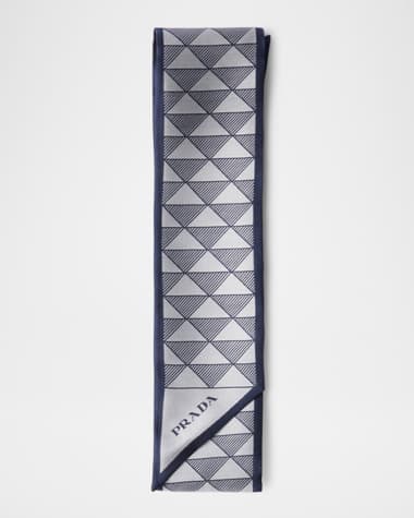 Prada Symbole-Print Silk Skinny Scarf