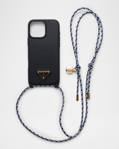 Prada iPhone 16 Pro Max Leather Shoulder Strap Phone Case