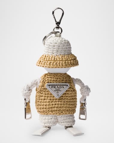 Prada Soft Robot Raffia-Effect Bag Pendant