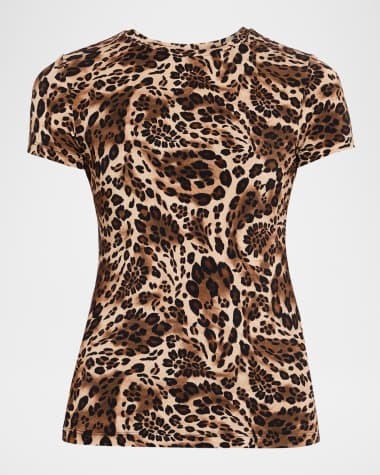 L'Agence Ressi Short-Sleeve Leopard Paisley Tee
