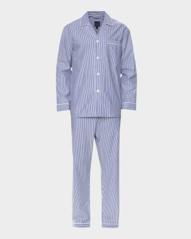 Majestic International Men's Cotton Bengal Stripe Long Pajama Set