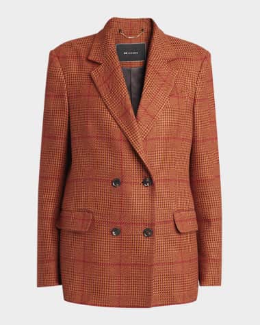 Kiton Check Double-Breasted Blazer Jacket