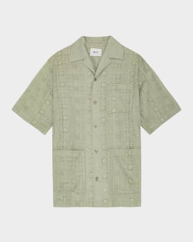 NN.07 Men's Ben Short-Sleeve Embroidered Anglaise Shirt