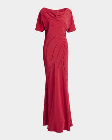 Kiton Embellished Cowl-Neck Gown
