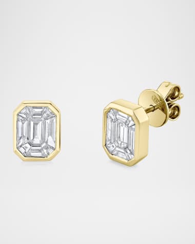SHAY Emerald Diamond Illusion Stud Earrings