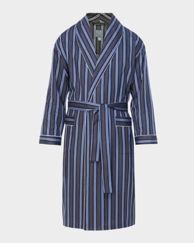 Majestic International Men's Sateen Multi-Stripe Shawl Robe