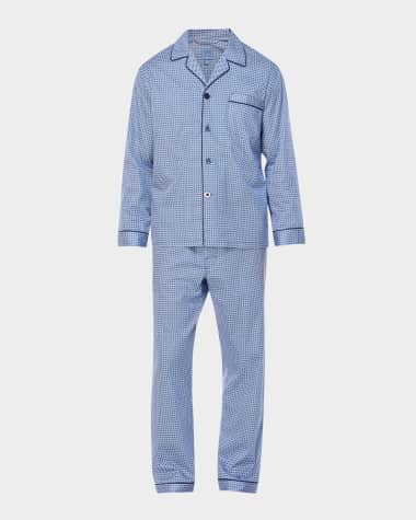 Majestic International Men's Geometric Sateen Long Pajama Set