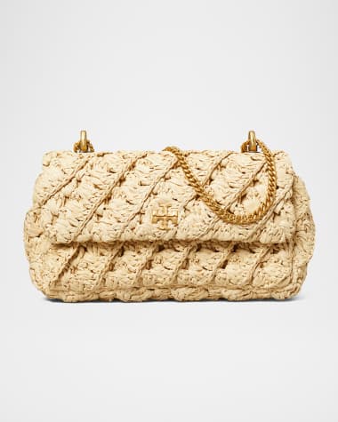 Tory Burch Kira Crochet Raffia Mini Flap Shoulder Bag