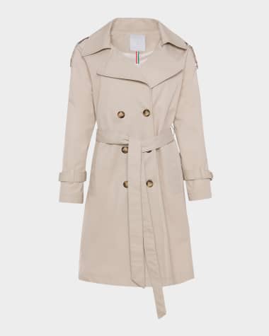 Gorski Lightweight Belted Double-Breasted Trench Coat