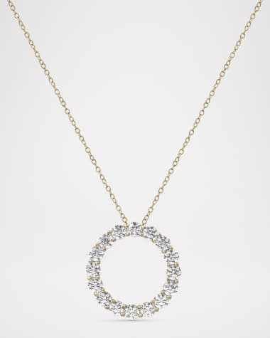 Neiman Marcus Lab Grown Diamonds Round Lab Grown Diamond 18K Gold Pendant Necklace, 17"L, 3.00tcw