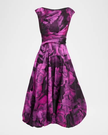 Talbot Runhof Floral Jacquard Bubble Midi Dress