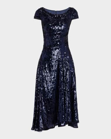 Talbot Runhof Sequined Fit & Flare Midi Dress