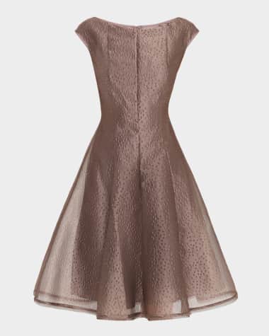 Talbot Runhof Rivet Organza Short-Sleeved Midi Dress