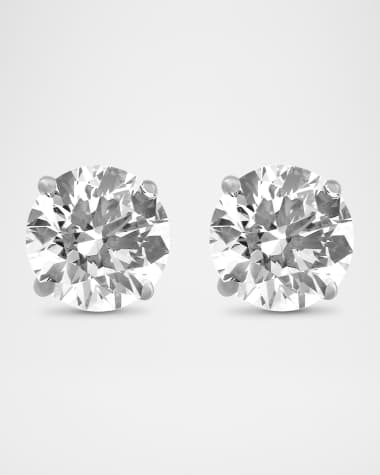 Neiman Marcus Lab Grown Diamonds Lab Grown Diamond 18K White Gold Round Stud Earrings, 1.0tcw