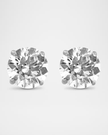 Neiman Marcus Lab Grown Diamonds Lab Grown Diamond 18K White Gold Round Stud Earrings, 2.0tcw