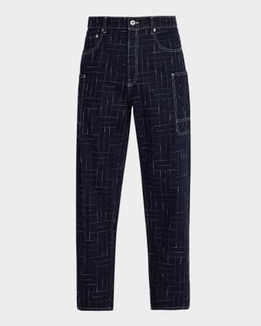 Kenzo Men's Loose-Fit Weave Denim Cargo Jeans