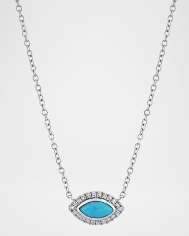 SHAY Diamond and Turquoise Evil Eye Pendant Necklace