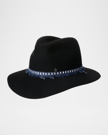 Maison Michel Henrietta Fringed Ribbon Wool Felt Fedora