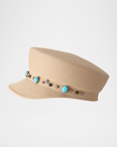 Maison Michel Abby Stone Studs Wool Felt Hat