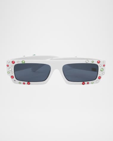 Bari Lynn Girl's Rhinestone Cherry Rectangular Sunglasses