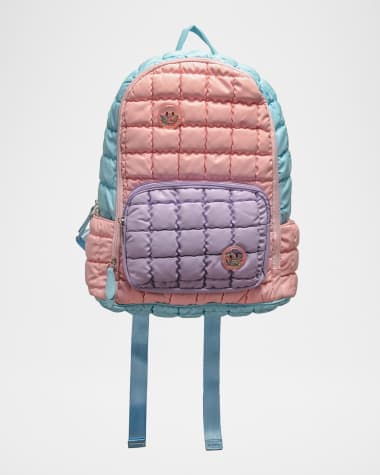 Bari Lynn Kid's Smiley Confetti Charm Puffy Quilted Backpack