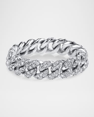 SHAY 18K White Gold Mini Pave Diamond Link Ring